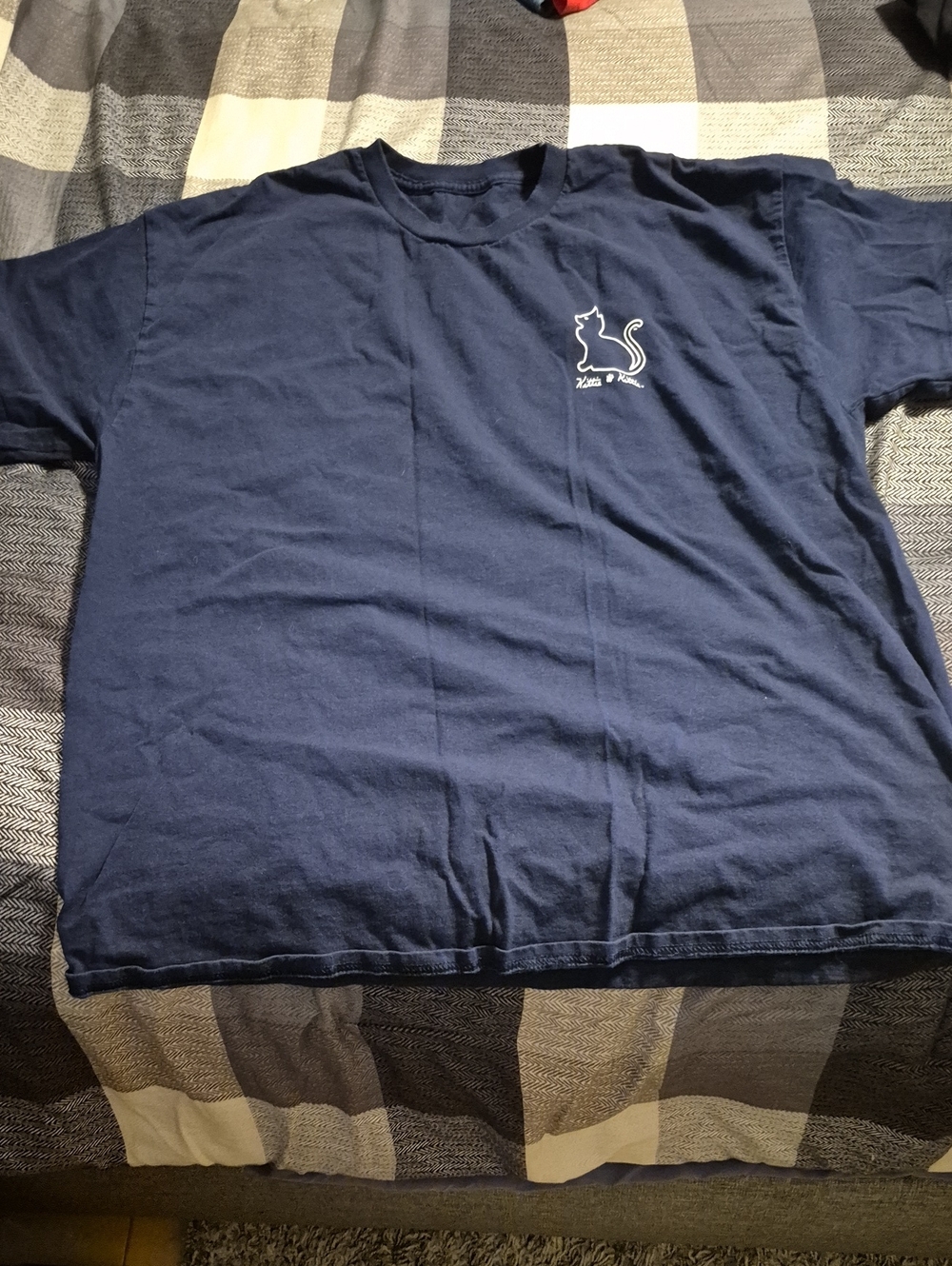 Classic Navy Short Sleeve Tee with Cat Chest Emblem